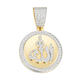 Allah Round Gold Tone Moissanite Pendant